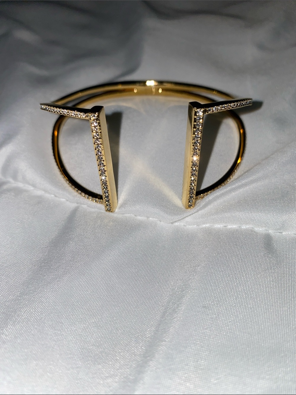 Gold Open Bar Crystal Cuff Bracelet - Women Jewelry